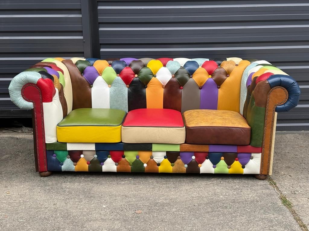 Nieuwe Chesterfield bank Patchwork/ Multicolor + BEZORGING