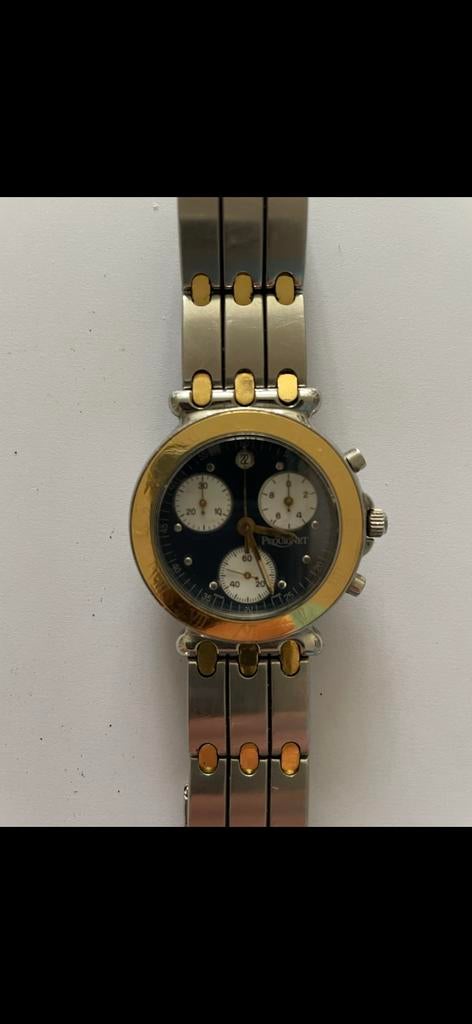 Pequignet Moorea staal goud herenhorloge, Sieraden, Tassen en Uiterlijk, Overige merken, Gebruikt, Staal, Polshorloge