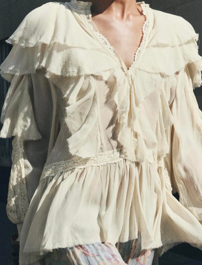 Zara blouse nieuw met prijskaartje, Ophalen of Verzenden, Nieuw, Maat 36 (S), Beige