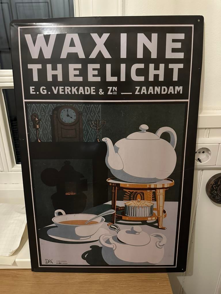 Vintage metalen waxine theelicht advertentie bord Verkade, Verzamelen, Merken en Reclamevoorwerpen, Ophalen of Verzenden, Zo goed als nieuw