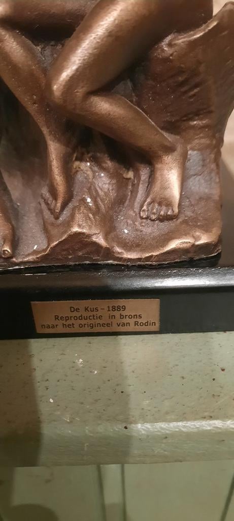 Bronzen beeld 'De Kus' naar Rodin, Antiek en Kunst, Ophalen of Verzenden