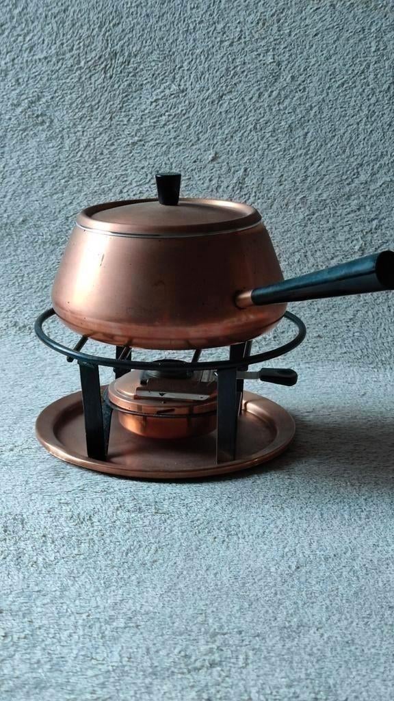 Vintage koperen Spring Culinox fondueset - fondue pan set, Witgoed en Apparatuur, Fonduesets, Ophalen of Verzenden, Brander, Fondueset