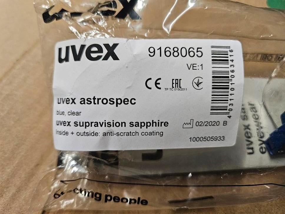 Uvex Astrospec veiligheidsbril, Ultraviolet, Ophalen of Verzenden, Zo goed als nieuw