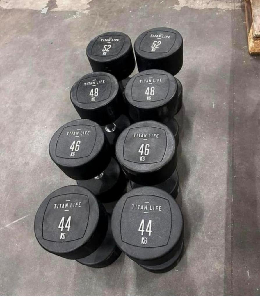 Vaste rubbberen Pu Dumbells 2x44kg , 2x46kg ,2x48kg , 2x52kg, Sport en Fitness, Fitnessmaterialen, Zo goed als nieuw, Dumbbell