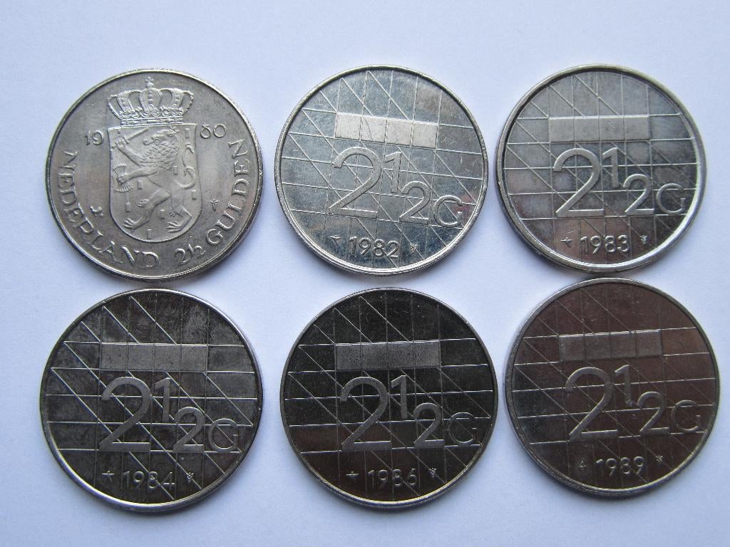 Nederland 6 jaren 2,5 gulden Beatrix 1980-1989 (bijna) ongc, Postzegels en Munten, Munten | Nederland, Ophalen of Verzenden, Koningin Beatrix