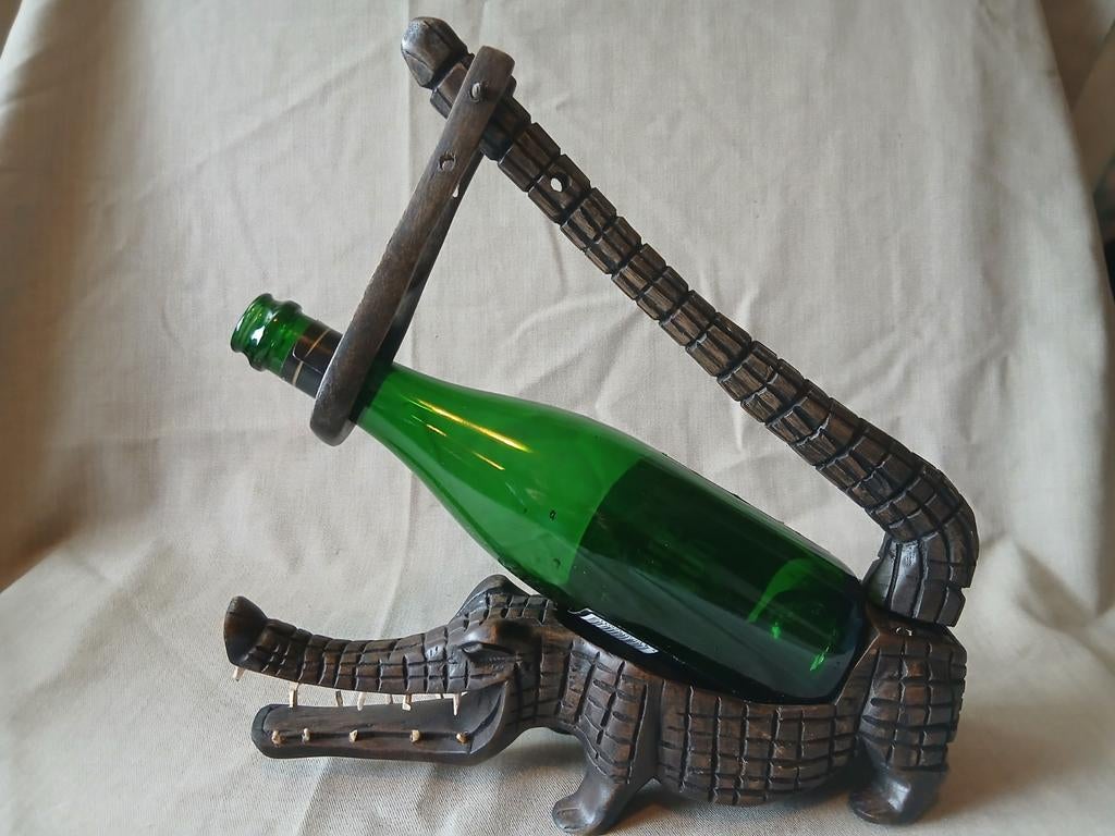 Vintage flessenhouder "Krokodil" Afrikaans, Ophalen of Verzenden