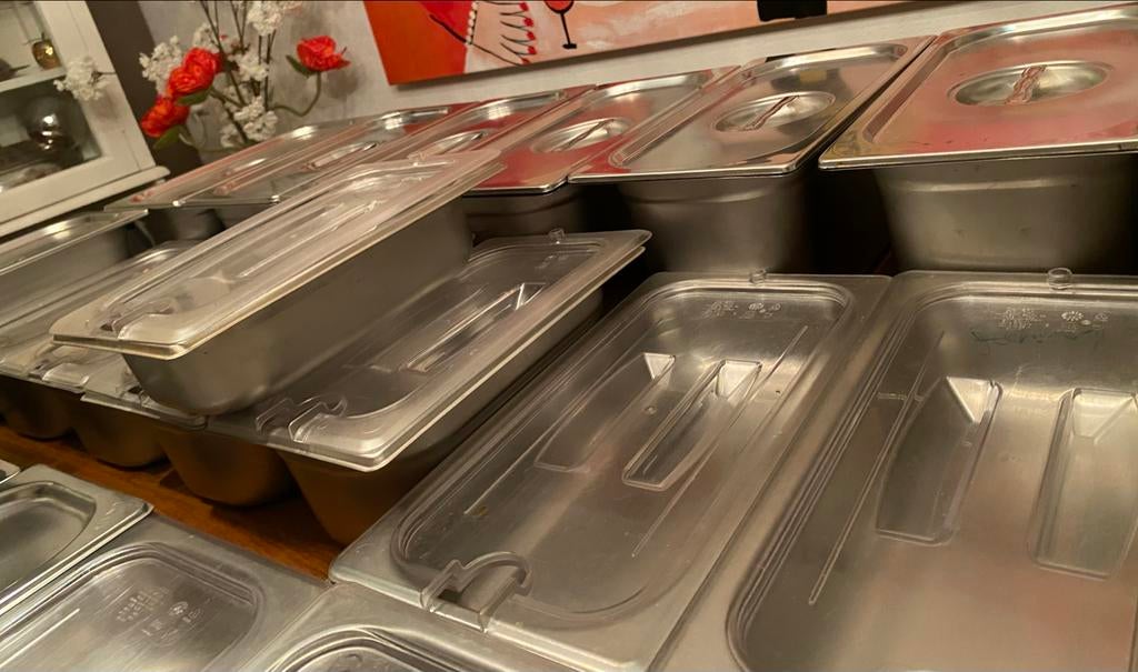 Horeca RVS Bakken met Deksel - Diverse Maten, Huis en Inrichting, Keuken | Potten en Pannen, Ophalen, Gebruikt, Rvs
