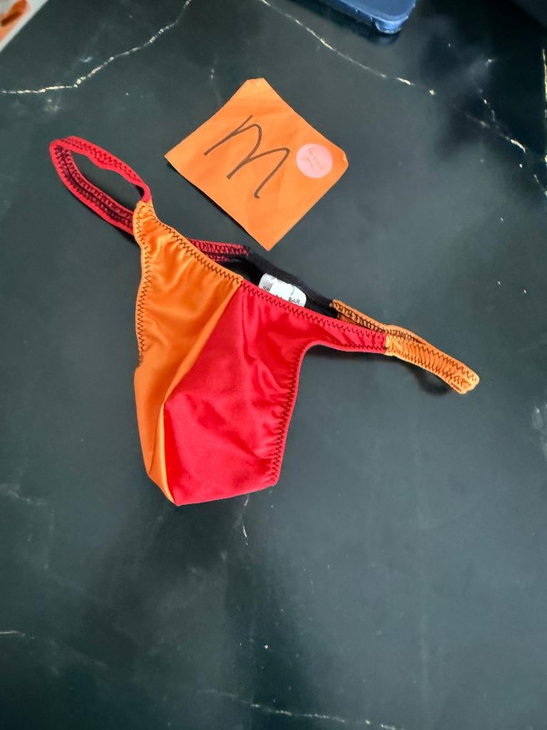 exclusieve zwemstring zwemslip, maat M, oranje rood, lycra, Ophalen of Verzenden, Maat 48/50 (M), Rood, Zwemslip