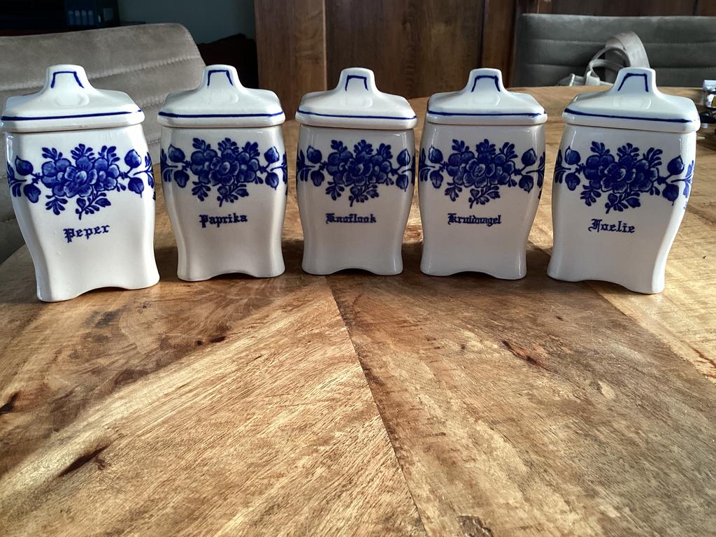 VINTAGE. KRUIDENPOTJES  SERIE  5 STUKS, Ophalen of Verzenden