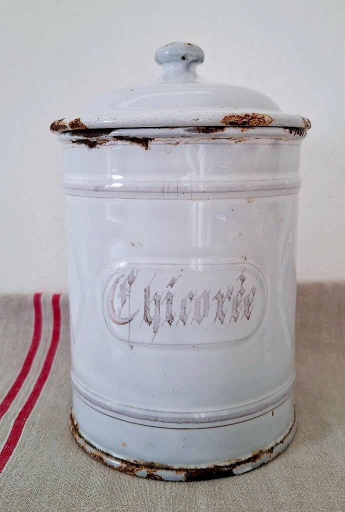 Oud emaille Chicorée blik, brocante, Ophalen of Verzenden