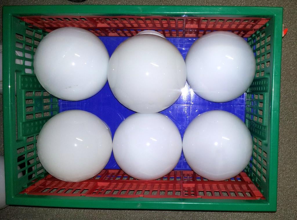 witglazen schroefbollen (7), Gebruikt, Wit, Rond, Ophalen of Verzenden
