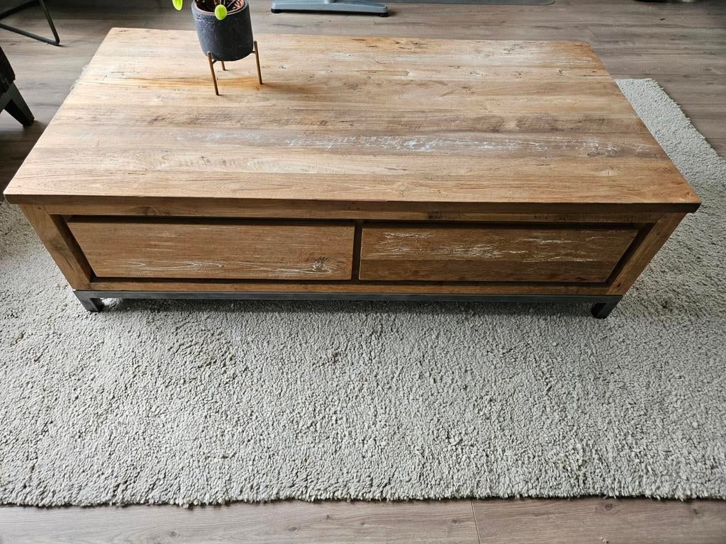 3 jaar oude teak houten salontafel "venetie" te koop, Zo goed als nieuw, Minder dan 50 cm, Rechthoekig, 50 tot 100 cm