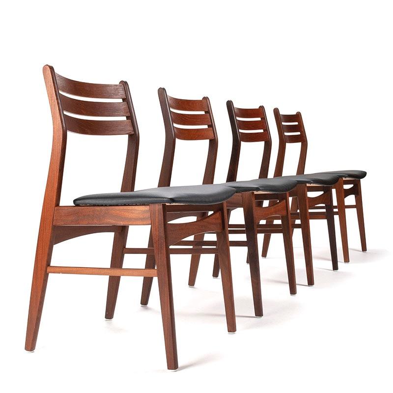 Sets vintage Dennse teakhouten eettafel stoelen, Gebruikt, Bruin, Mid-Century vintage, Ophalen of Verzenden