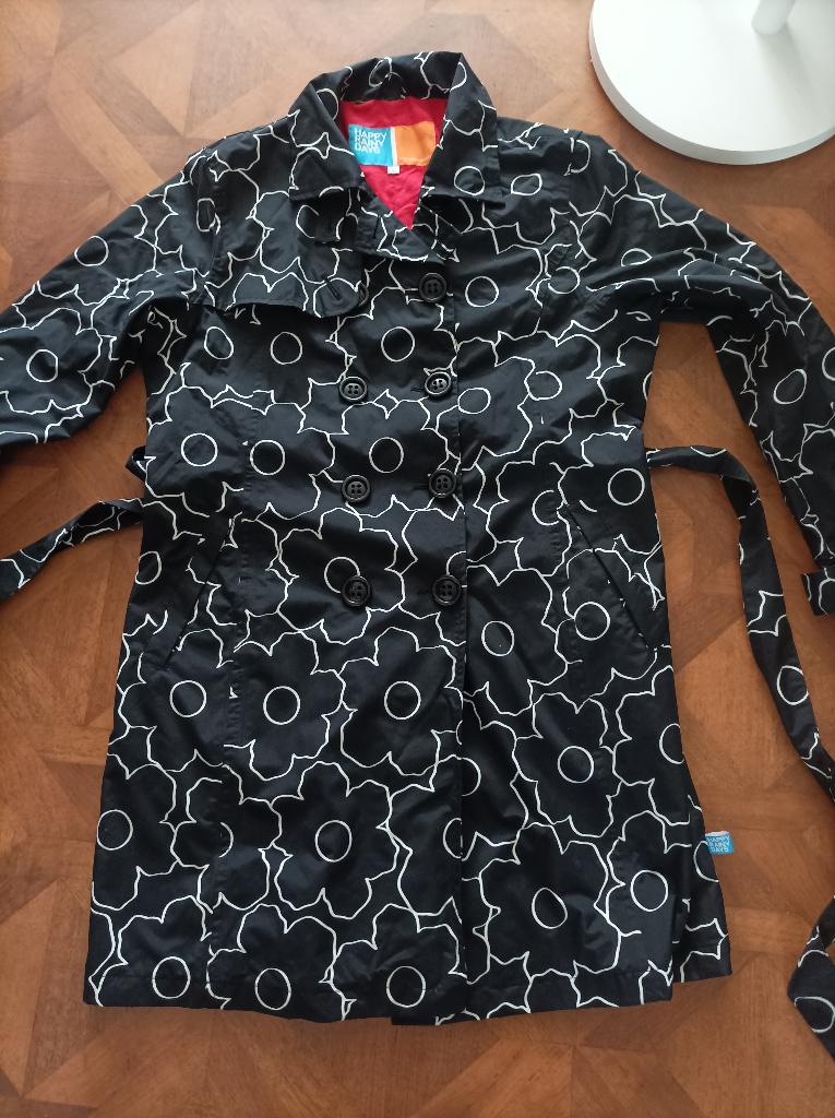 Happy Rainy Days trenchcoat regenjas bloemen maat L, Maat 38/40 (M), Happy rainy days, Zwart, Ophalen of Verzenden