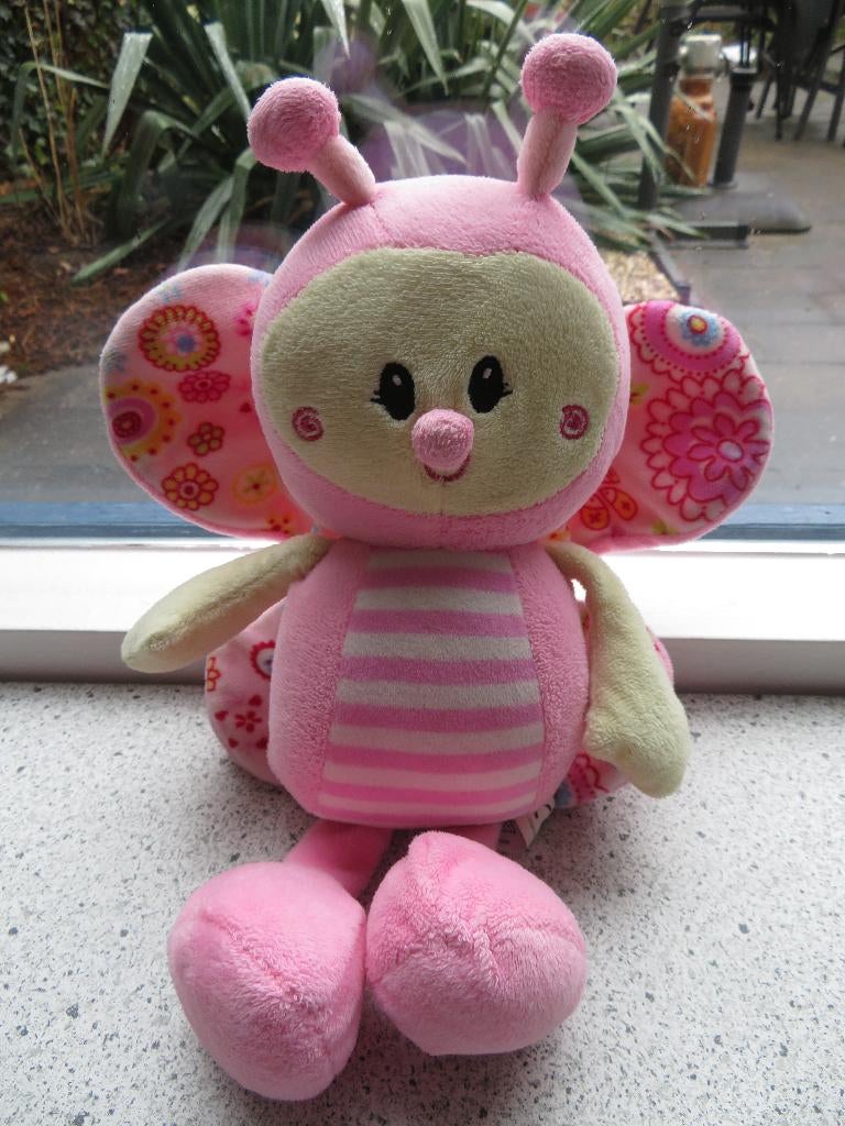 Vlinder met lief snuitje merk Toi Toys van Action roze wit, Kinderen en Baby's, Speelgoed | Knuffels en Pluche, Ophalen of Verzenden