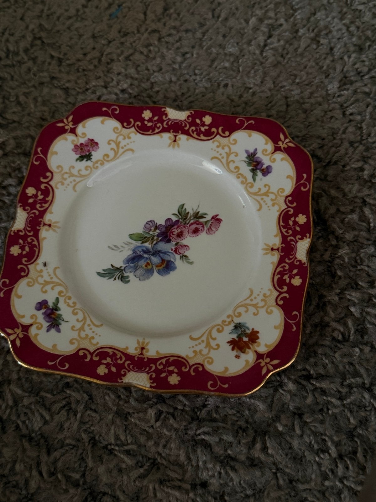 Prachtig vierkant decoratief bord met bloemmotief, Ophalen of Verzenden