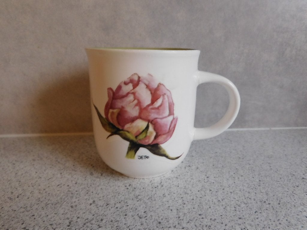 Mok 9x8 cm. Peony Pioenroos JET by ter Steege, Zo goed als nieuw, Overige stijlen, Mok, Ophalen of Verzenden