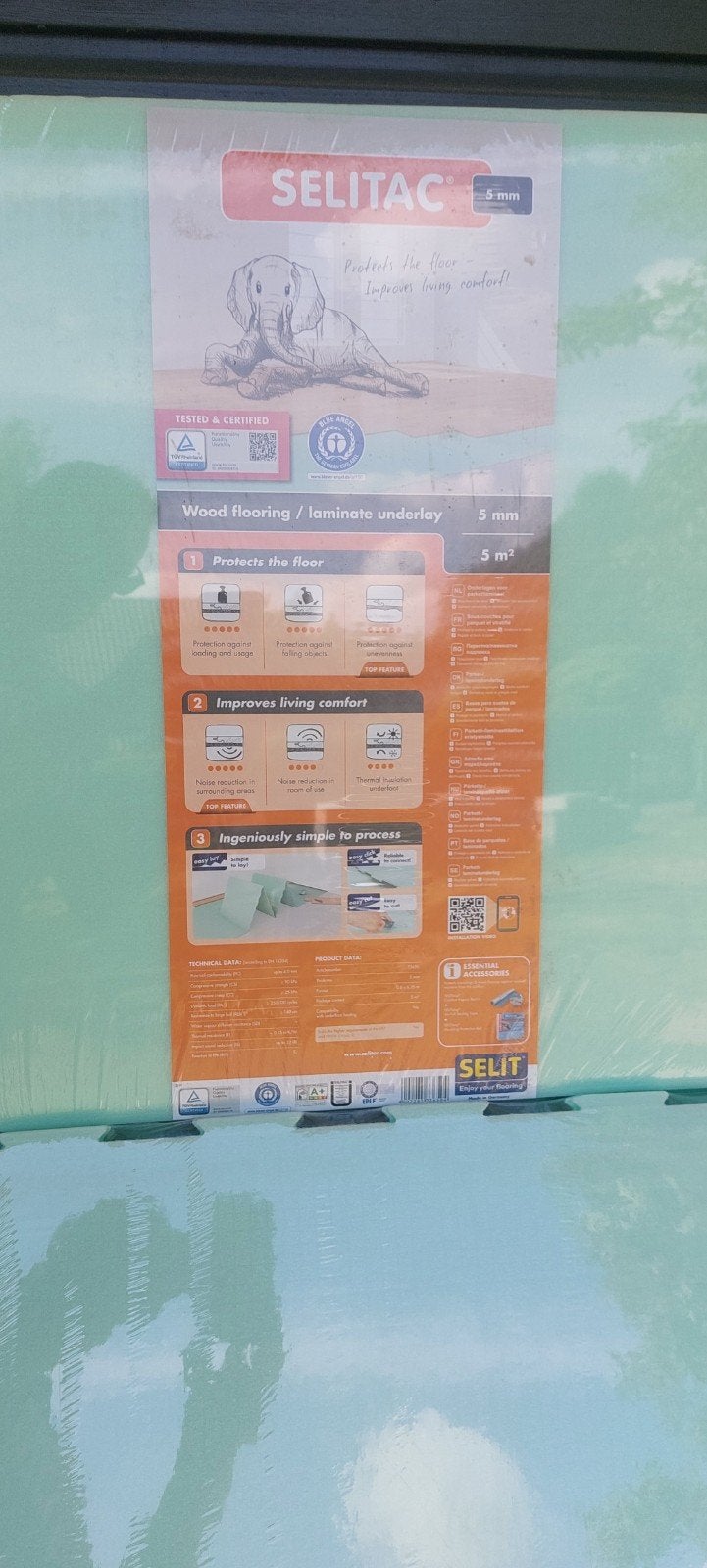 Selitac ondervloer 5mm voor laminaat en houten vloeren, Ophalen, 50 tot 100 cm, Nieuw, 50 tot 100 cm