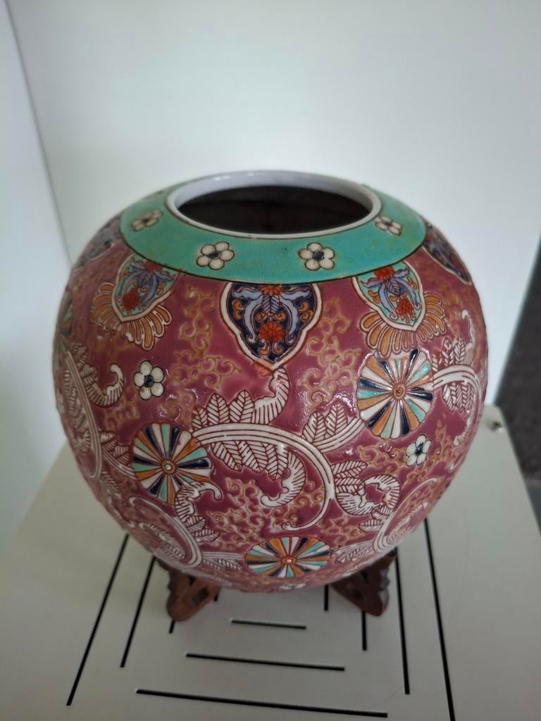 Oude Chinese grote handgeschilderde gemberpot - 16 cm hoog, Antiek en Kunst, Ophalen of Verzenden