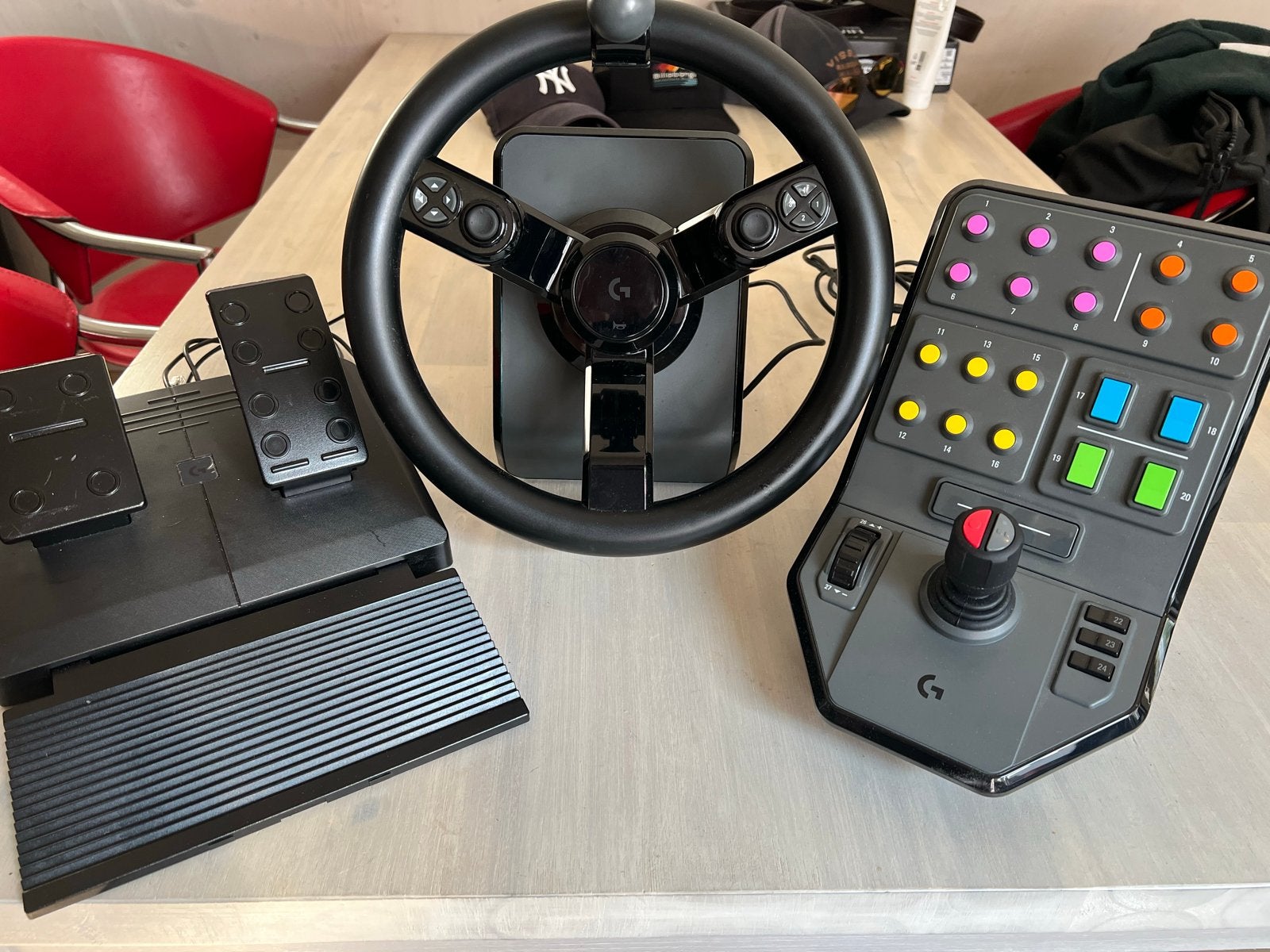 Logitech G Saitek Farm Simulator Stuur + Pedalen + Side Pane, Ophalen, Racestuur, Gebruikt, PC