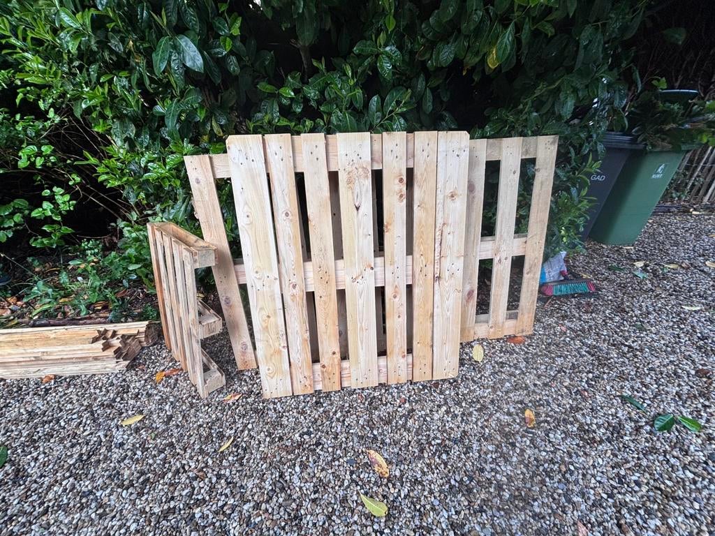 Pallets hout 3 stuks, Doe-het-zelf en Verbouw, Hout en Planken, Ophalen, Zo goed als nieuw, Steigerhout, 50 mm of meer
