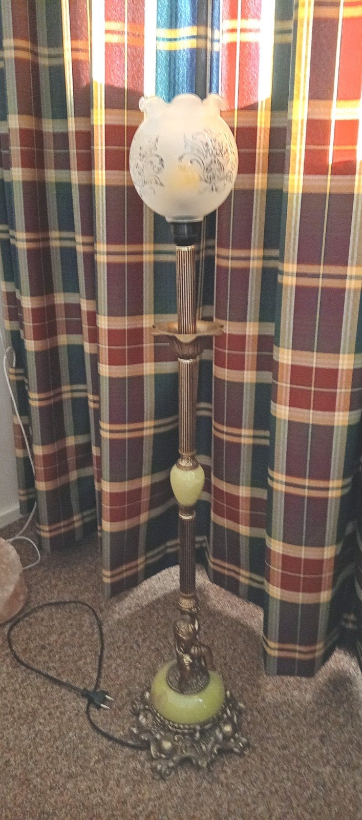 Zware vintage vloerlamp met marmeren details en cherubijn, Ophalen