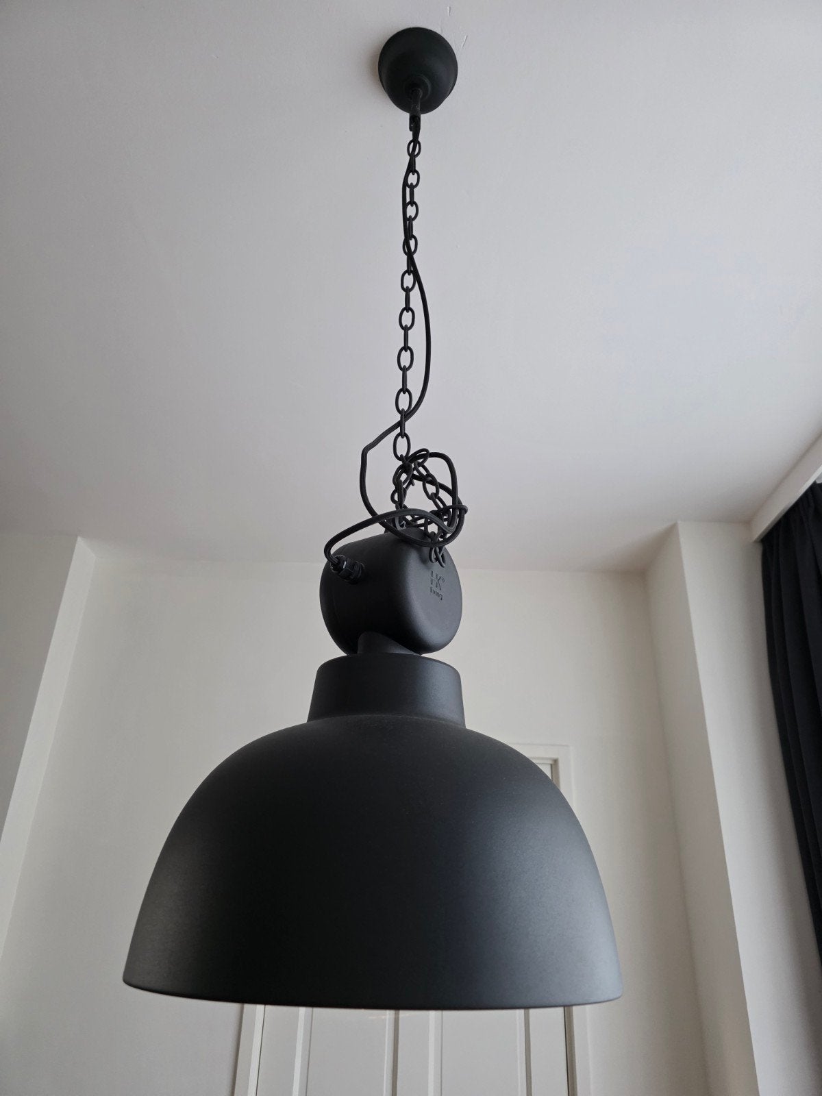 HK living industriële hanglamp mat zwart, Ophalen, Zo goed als nieuw, Metaal, Industrieel