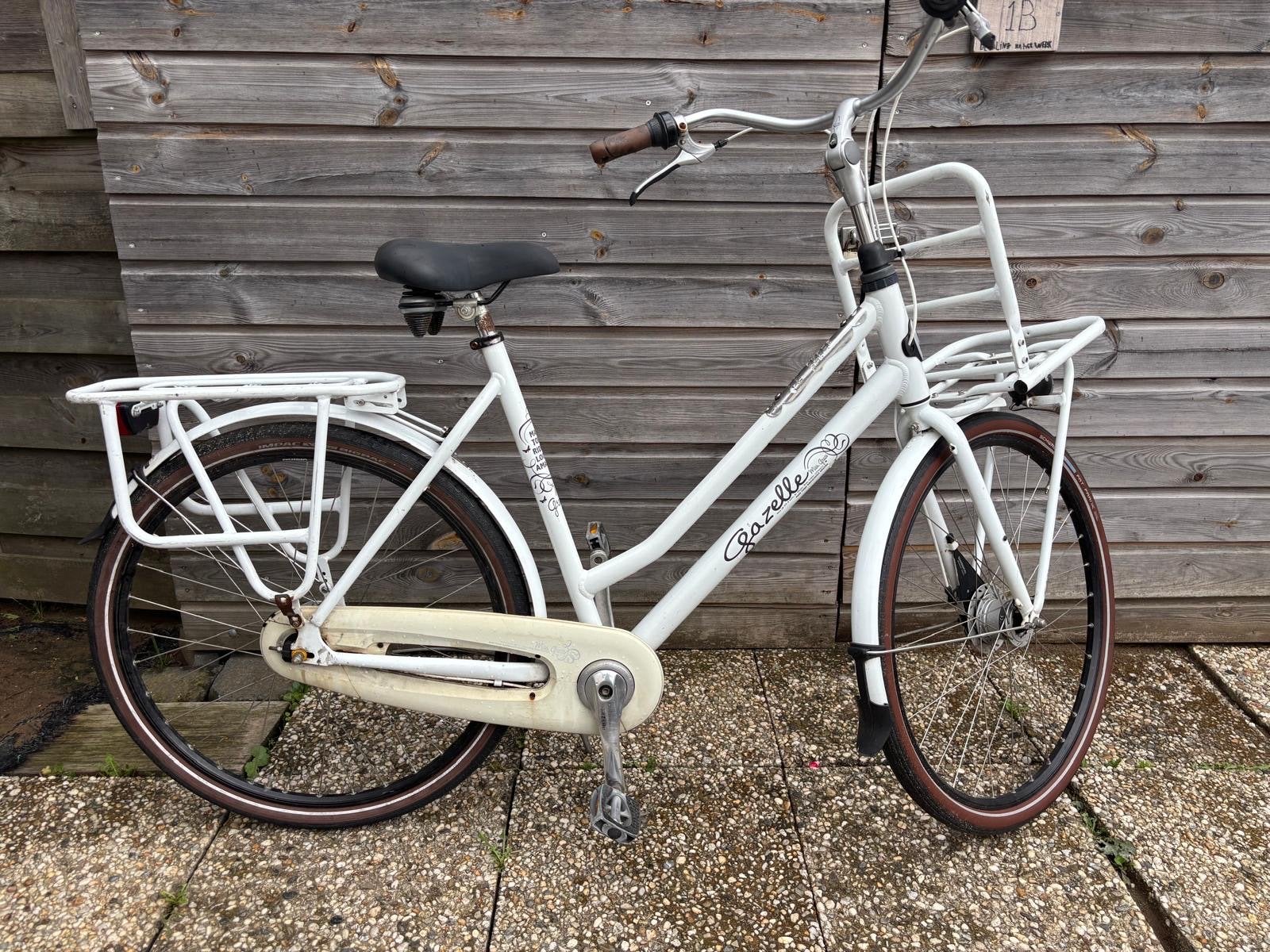 Gazelle Transportfiets Wit - Zo goed als nieuw, Ophalen, Terugtraprem, Zo goed als nieuw, 50 tot 53 cm