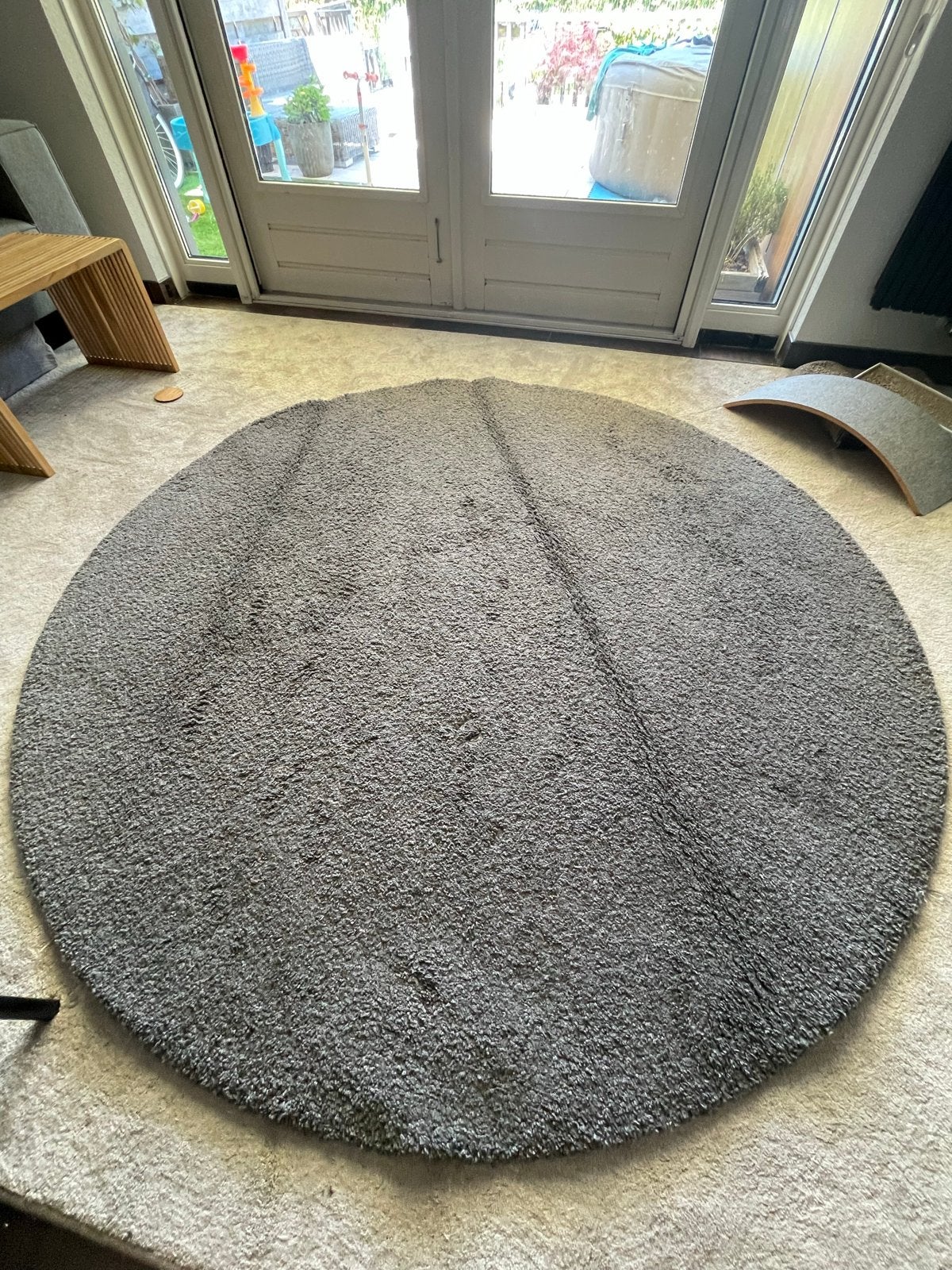 IKEA Adum Vloerkleed Rond Grijs 195 cm, Ophalen, Gebruikt, 150 tot 200 cm, Rond