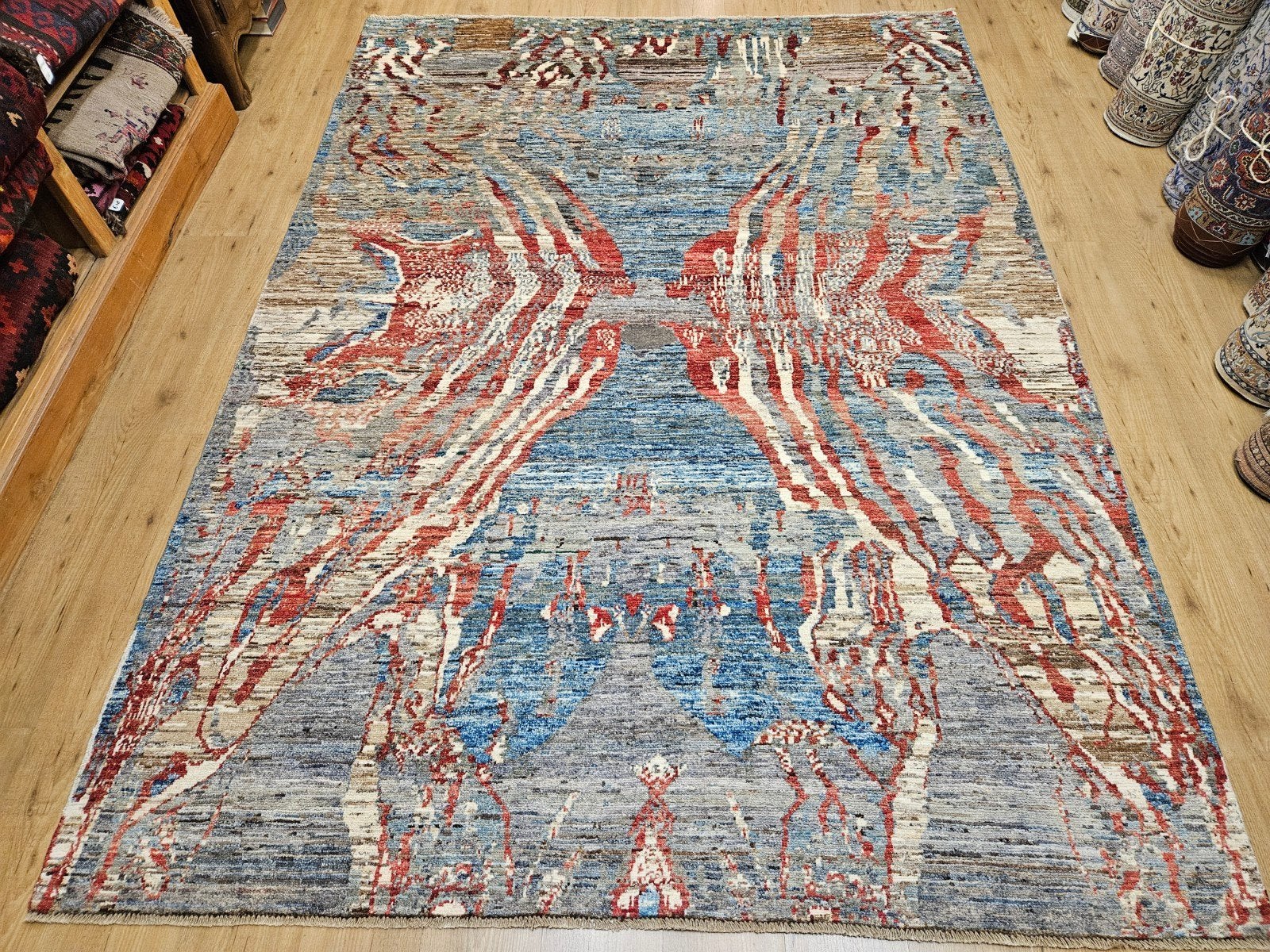 Handgeknoopt oosters tapijt modern design 283x206, Info@SlatsAntiek.nl, Perzisch, Vof Slats Antiek, Ophalen of Verzenden