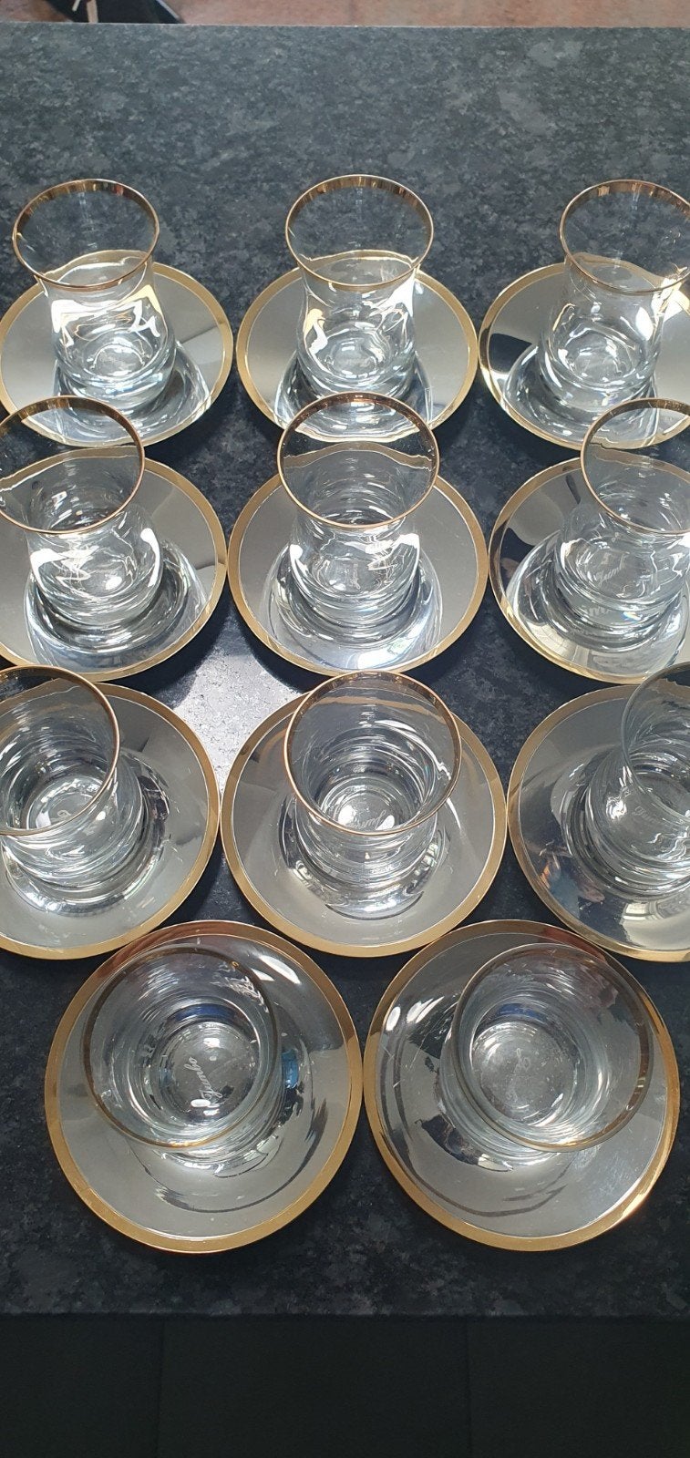 Turkse kleine theeglazen met schoteltje, Ophalen, Glas, Overige stijlen, Kop(pen) en/of Schotel(s)