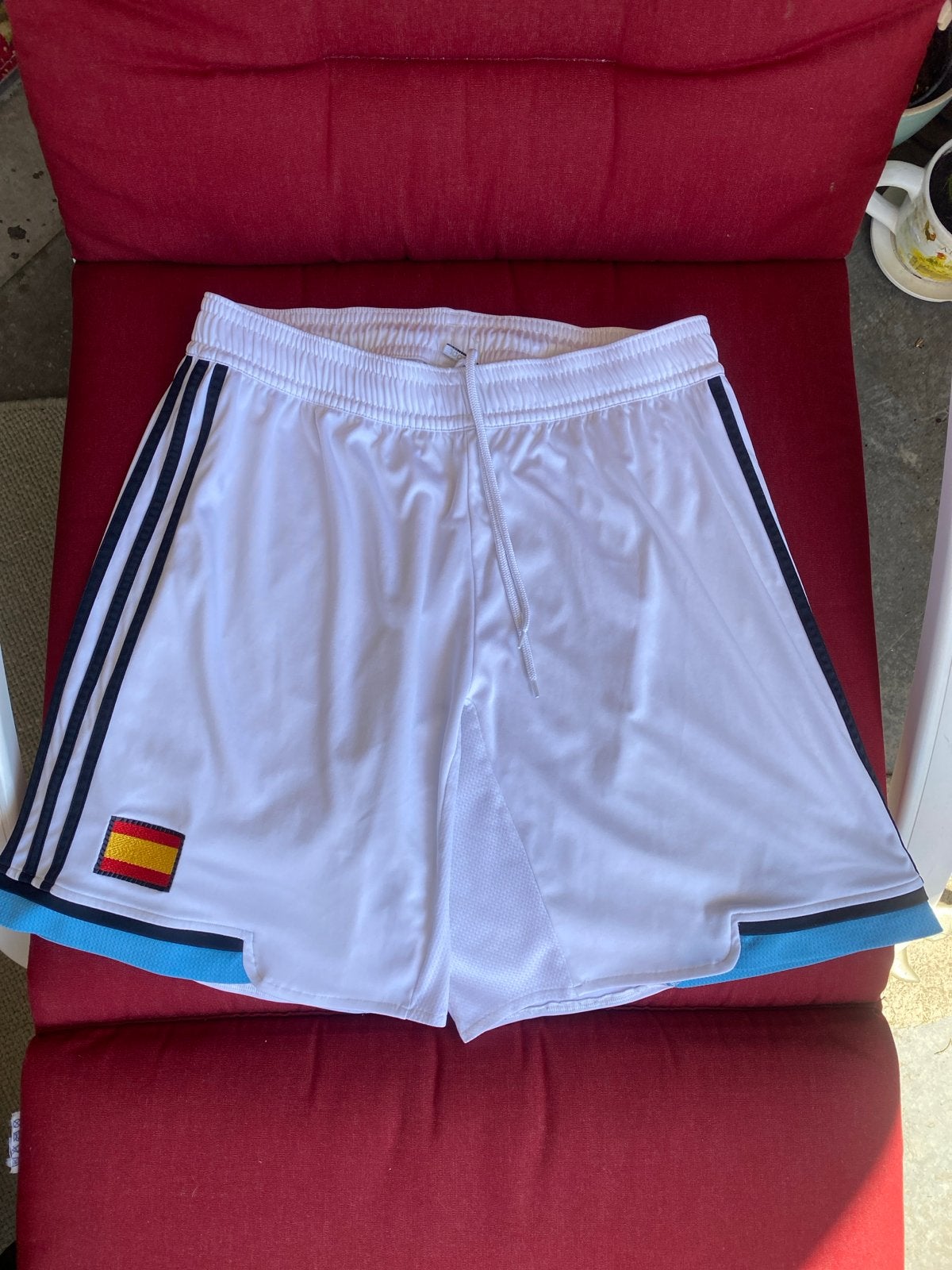 Adidas Spanje Voetbalshort - Wit, Maat L, Maat 52/54 (L), Wit, Ophalen of Verzenden, Zo goed als nieuw