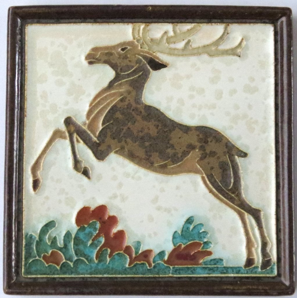 Porceleyne fles Delft cloisonne tegel Springend Hert, Ophalen of Verzenden