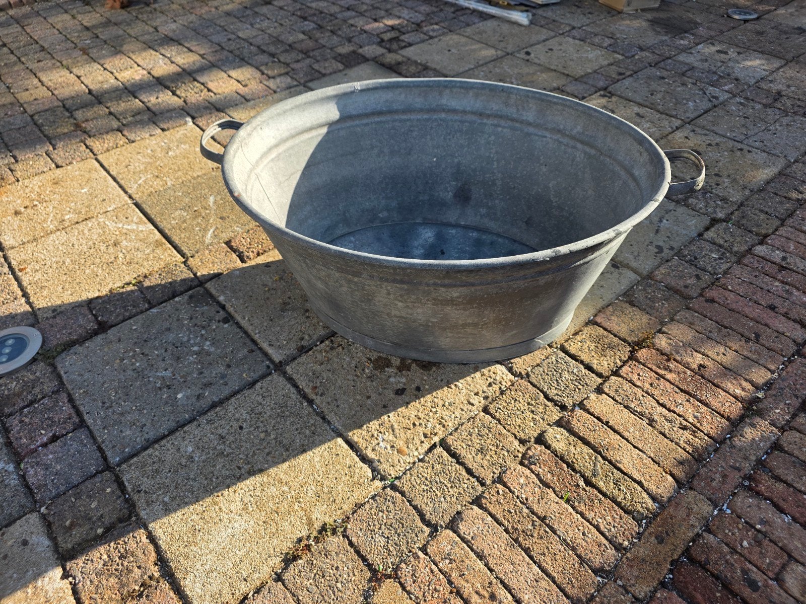 Grote zinken teil - Vintage wasbak/plantenbak, Antiek en Kunst, Ophalen of Verzenden