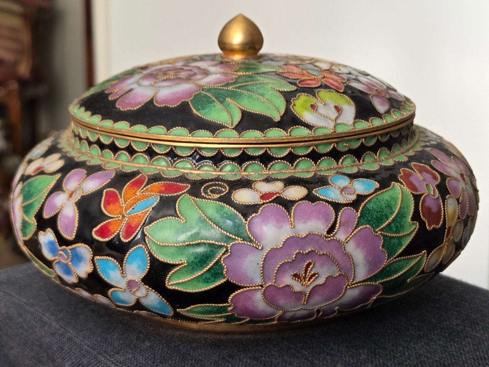 Cloisonné Doos met Bloemmotief, Ophalen of Verzenden