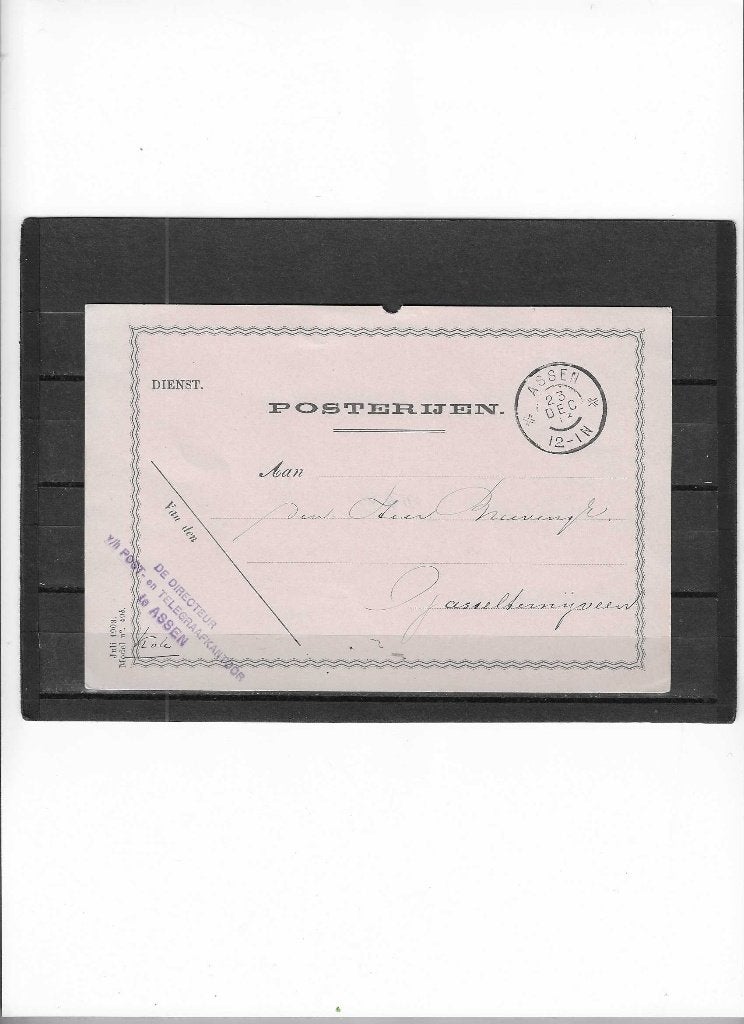 Dienst briefkaart van Assen naar Gasselternijveen., Verzenden, Briefkaart