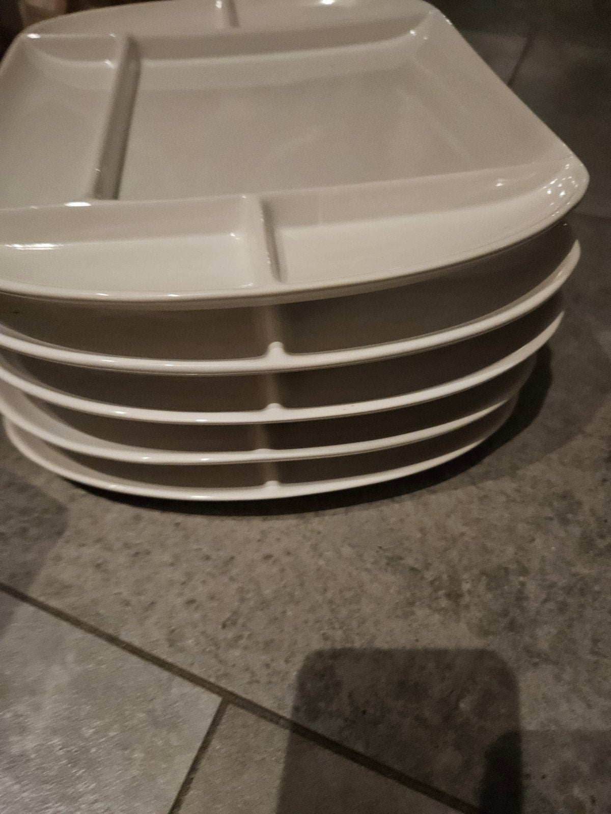 Grote fondueborden met deelvakken, samen voor 7 euro, Keramiek, Ophalen of Verzenden, Zo goed als nieuw, Bord(en)