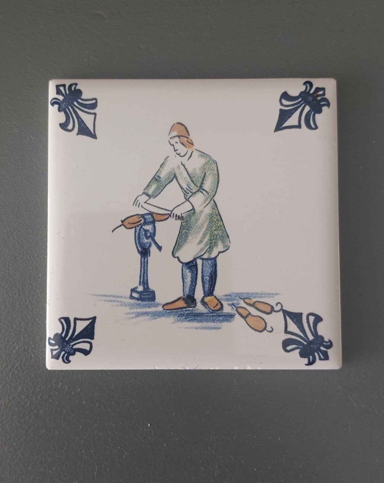 Vintage KLM Delft blauw tegeltje - Business Class 1980-1994, Ophalen of Verzenden