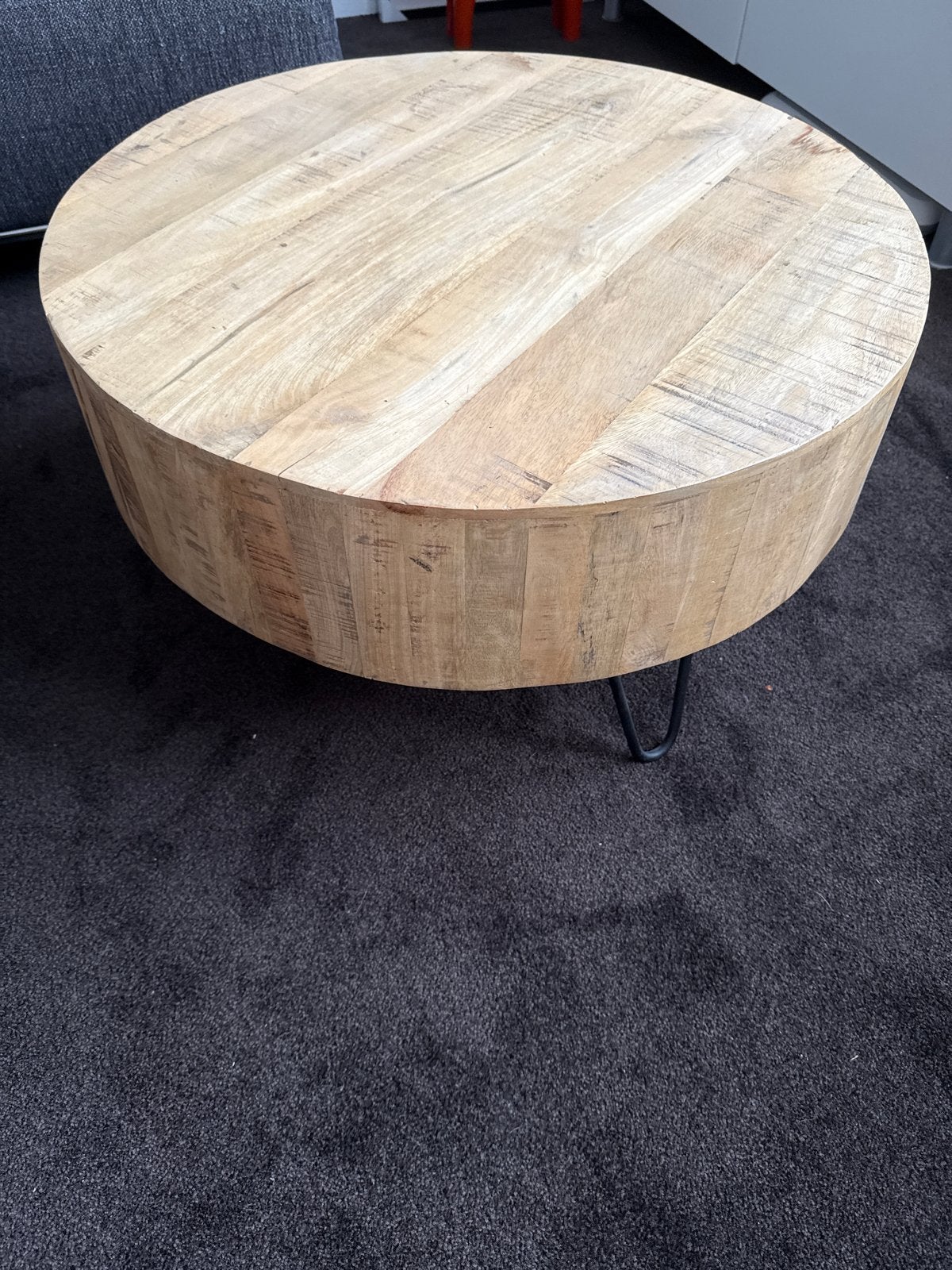 Prachtige salon tafel met stoere poten, Huis en Inrichting, Tafels | Salontafels, Ophalen, Gebruikt, Rond, 50 tot 100 cm