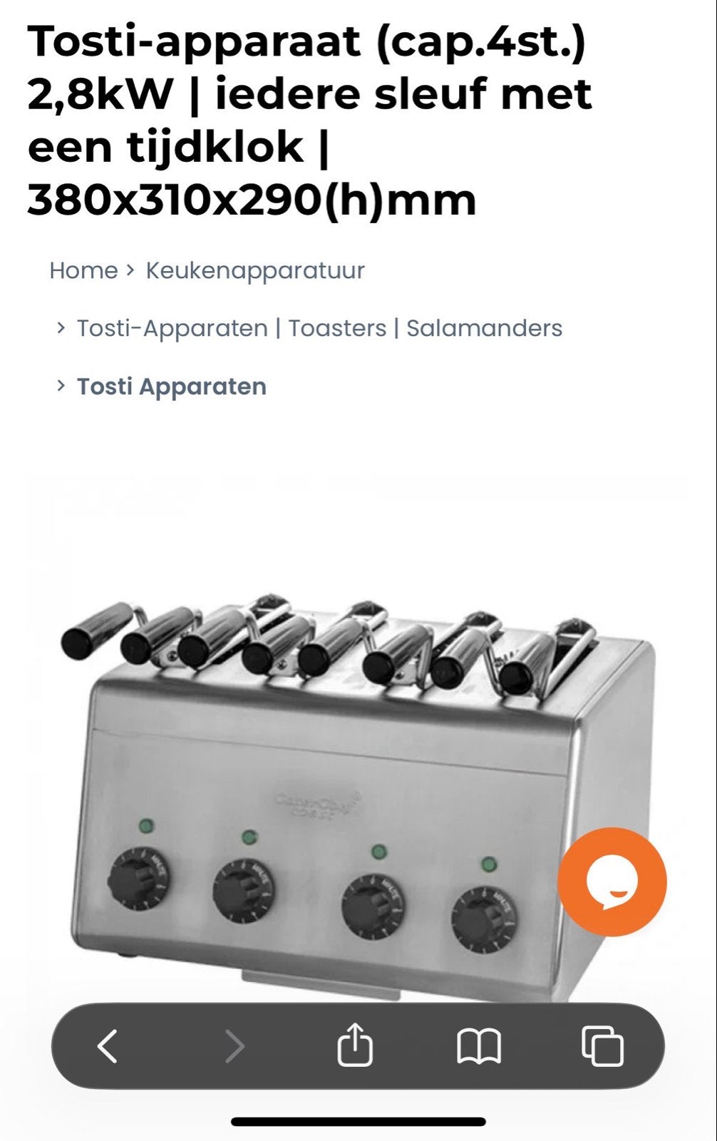 Professionele Tosti-apparaat 4 sleuven 2.8kW met tijdklok, Ophalen of Verzenden, Zo goed als nieuw