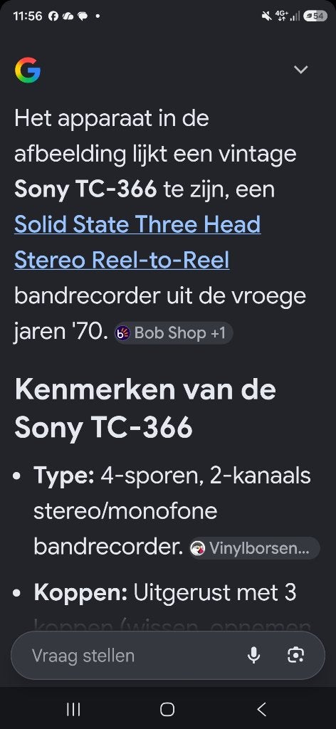 Bandrecorder Sony, Audio, Tv en Foto, Ophalen of Verzenden, Bandrecorder, Met stofkap