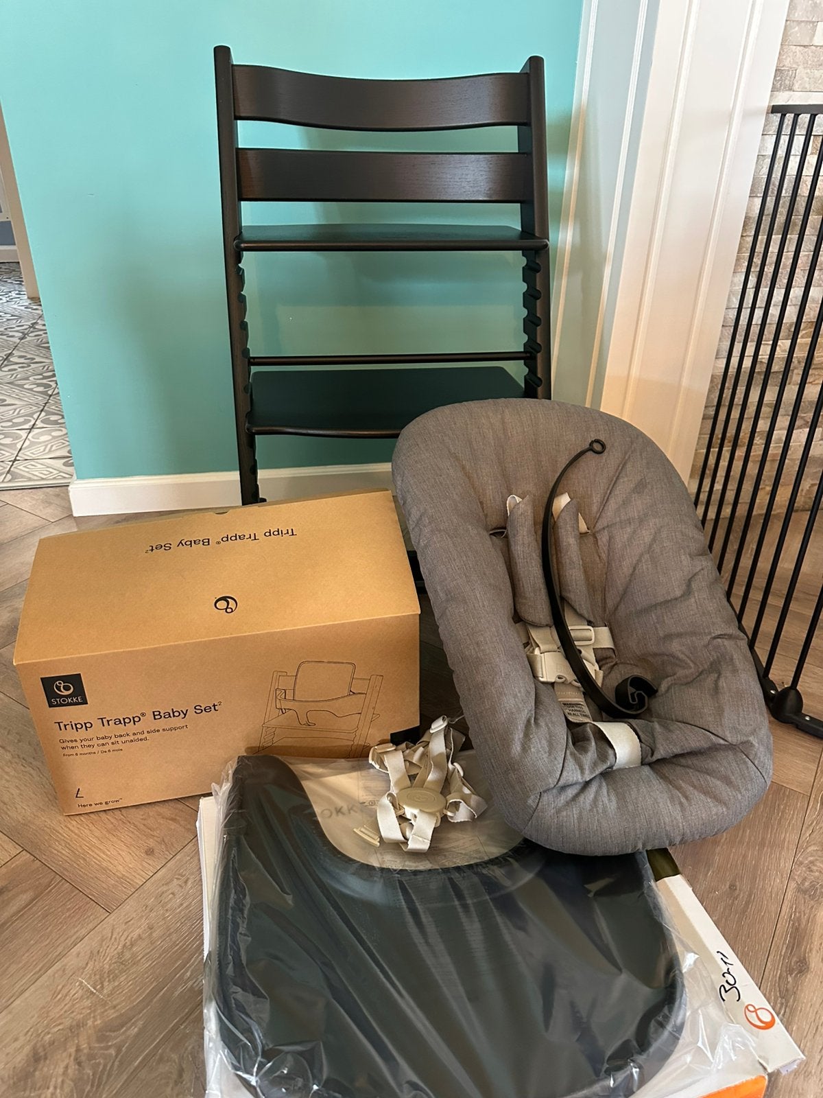 Stokke Tripp Trapp complete set! Oak black/matzwart, Ophalen, Zo goed als nieuw, Meegroeistoel