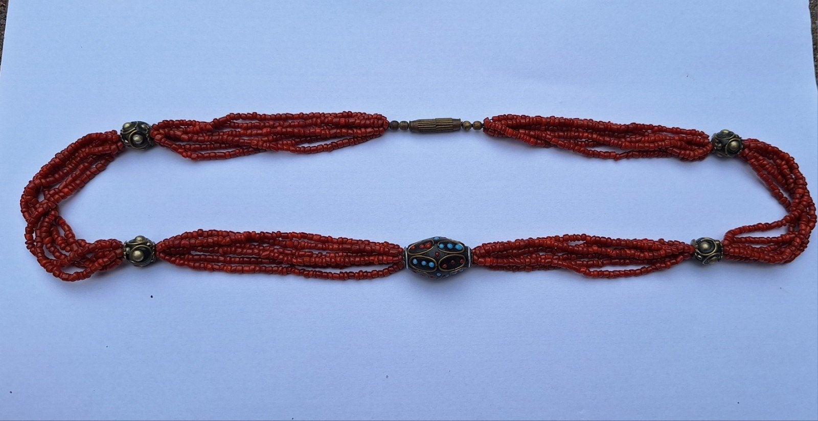 Bloedkoraal ketting, Sieraden, Tassen en Uiterlijk, Kettingen, Verzenden, Zo goed als nieuw, Rood, Steen of Mineraal