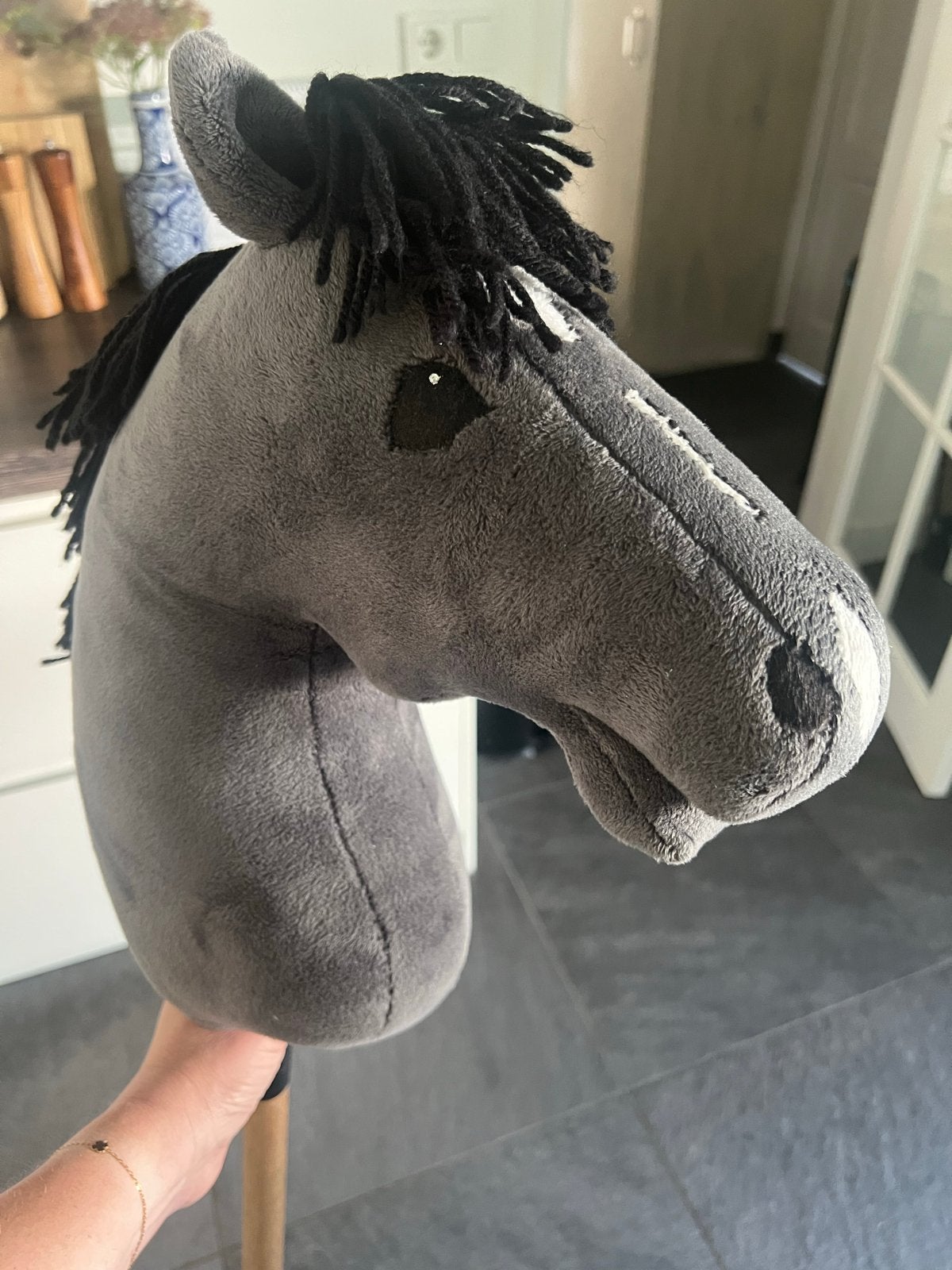 Hobbyhorse grijs incl hoofdstellen en halster, Ophalen, Gebruikt, Jongen of Meisje