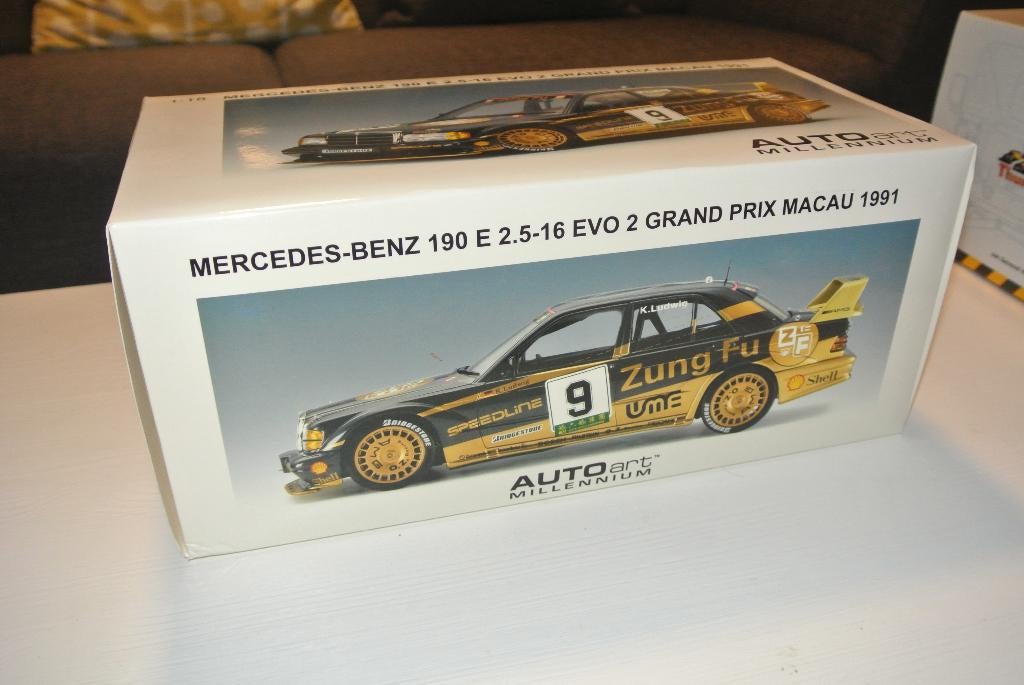 1:18 Autoart Mercedes 190E 2.5-16 Evo2 GP Macau 1991 #9 ovp, Hobby en Vrije tijd, Modelauto's | 1:18, Ophalen of Verzenden, Nieuw