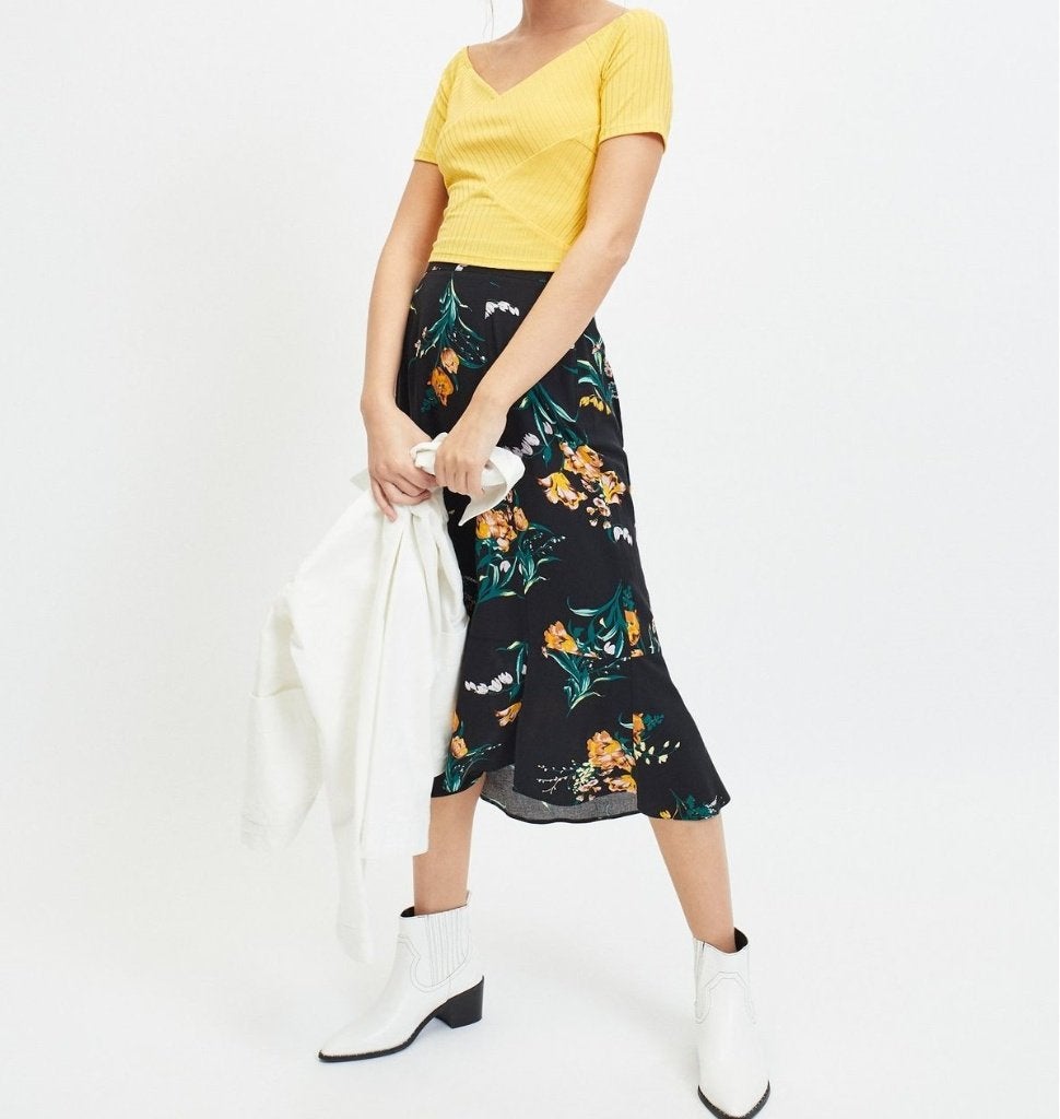 V neck crop top (Miss Selfridge), Geel, Nieuw, Ophalen of Verzenden, Korte mouw