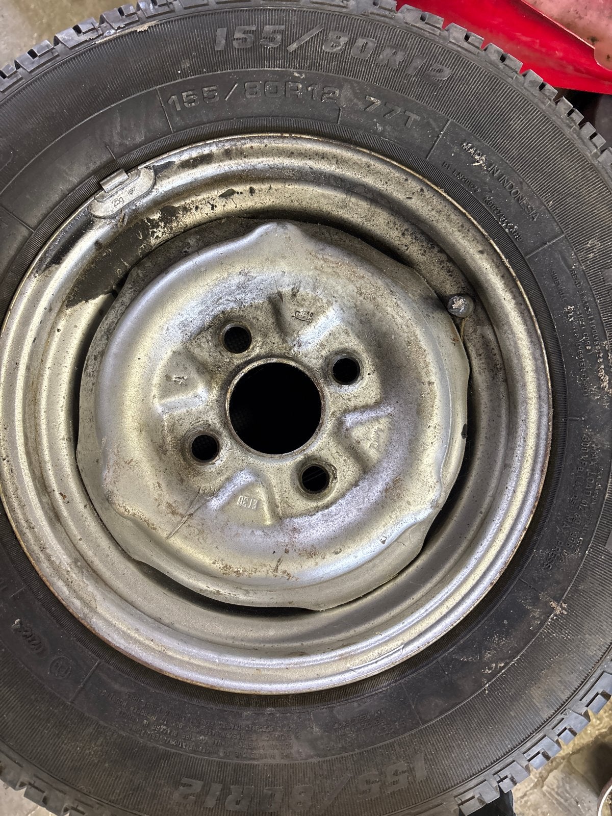 2 x Gebruikte 155/80R12 band op velg, Auto-onderdelen, Banden en Velgen, Gebruikt, 155 mm, Banden en Velgen, All Season