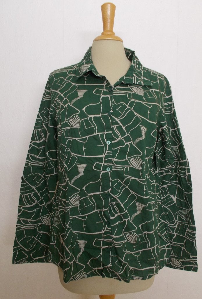 Leuk groen organic katoen print bloesje van Seasalt! M, Kleding | Dames, Verzenden, Zo goed als nieuw, Maat 38/40 (M), Groen