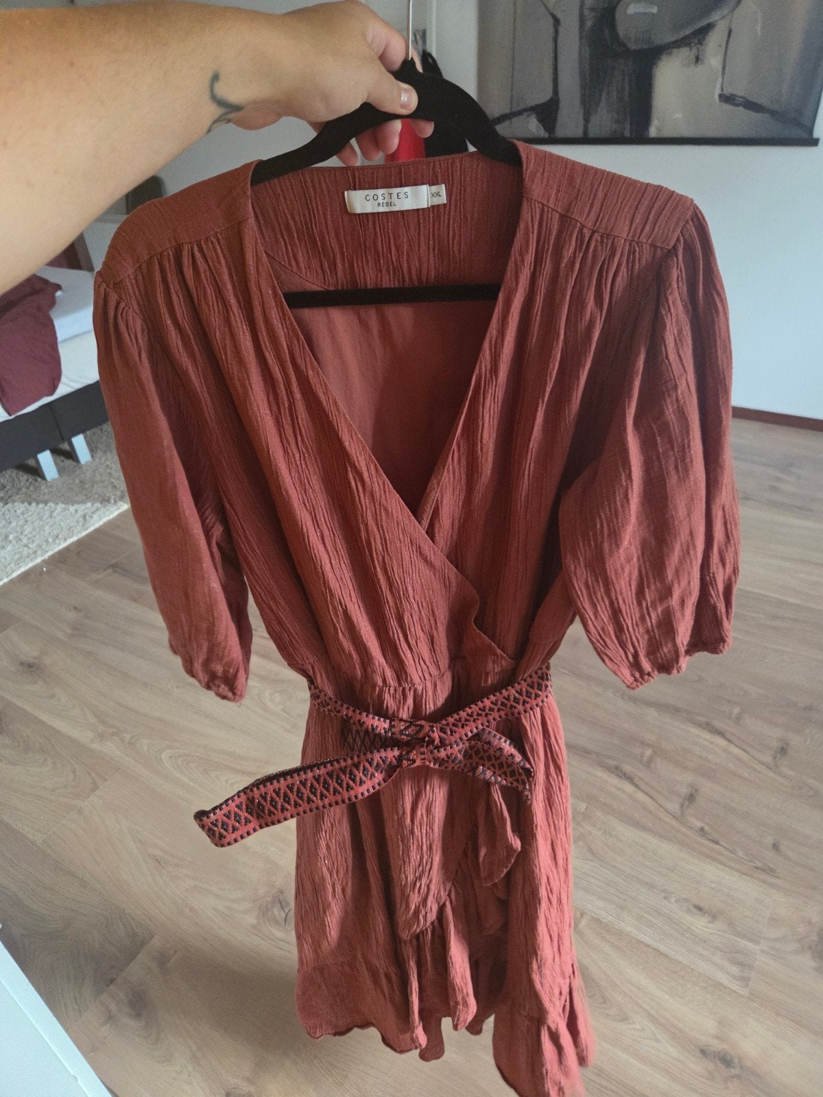 Costes Rebel wikkeljurk XXL rood bruin met glitter, maat xxl, Bruin, Maat 46/48 (XL) of groter, Ophalen of Verzenden, Zo goed als nieuw