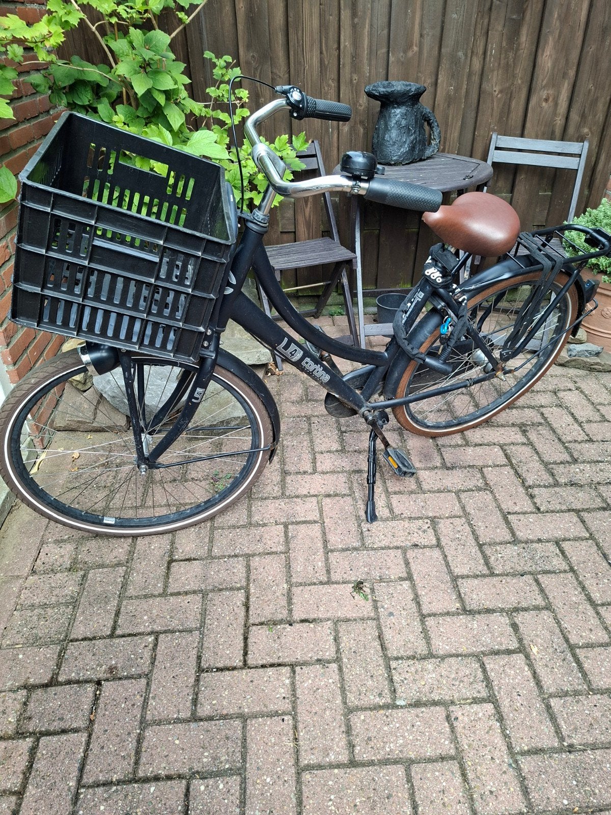 Cortina L4 26 inch fiets met voordrager en 3 versnellingen, Terugtraprem, Gebruikt, 47 tot 50 cm, Versnellingen